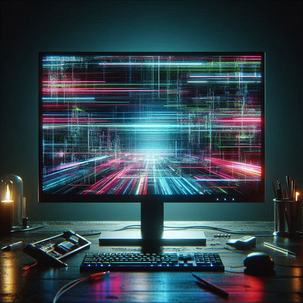 모니터 화면이 깜빡거리며 가로줄이 생기는 글리치 현상.